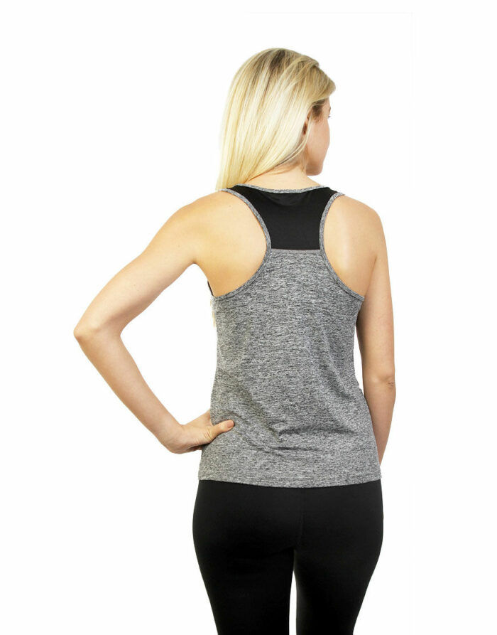 women racerback top grey back