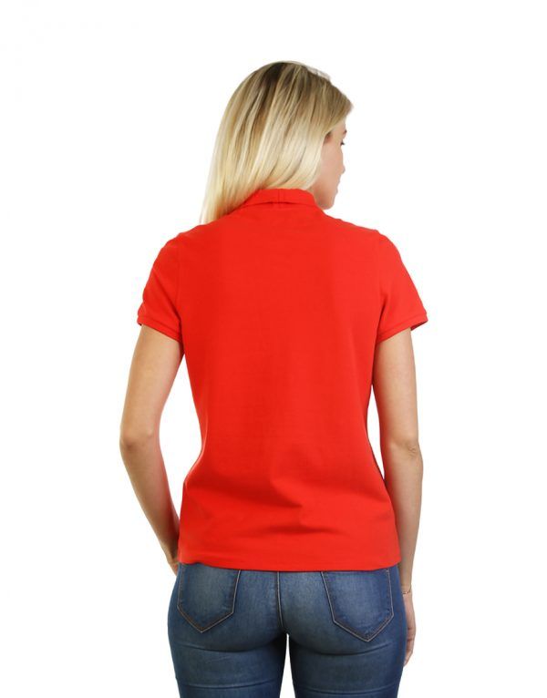 Women's Modern Fit Polo Red Print Back