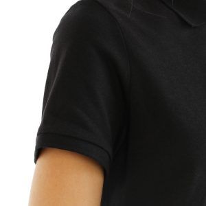 Women's Modern Fit Polo Black Print Close Up Side