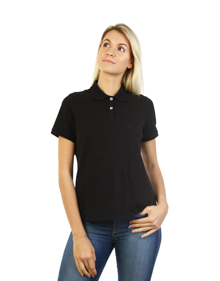 Women's Modern Fit Polo Black Print Front