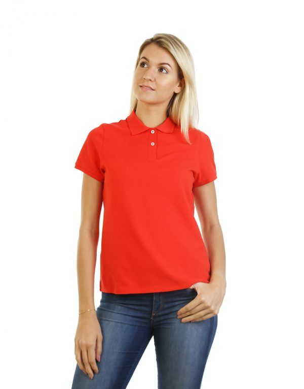 Women's Modern Fit Polo Red Print Front