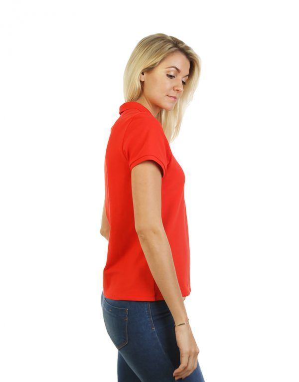 Women's Modern Fit Polo Red Print Side