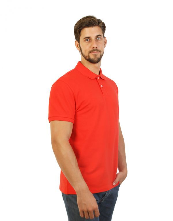 Men's Modern Fit Polo Red Print Side