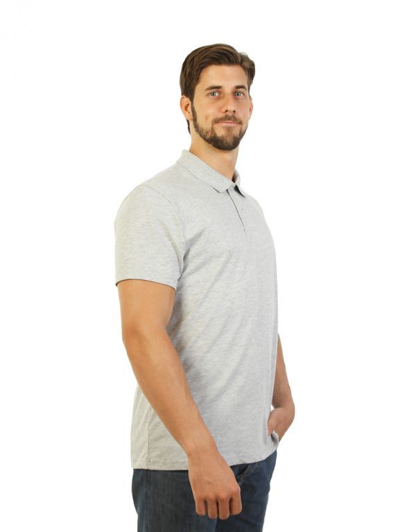 Unisex Grey Classic Polo Print - Side