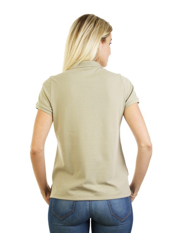 Women's beige long durability Modern Fit Polo Embroidery back
