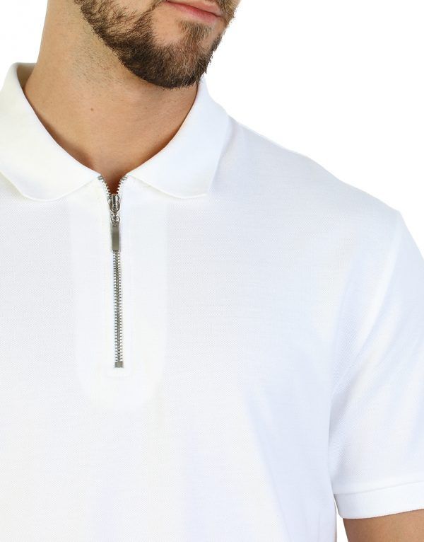 Embroidered White Polo Shirt Mauritius