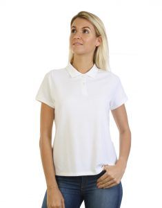 Women's white long durability Modern Fit Polo Embroidery front