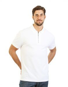 Man White Golfer Polo Shirt