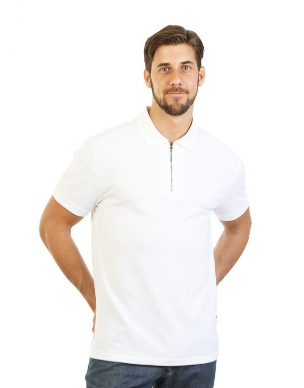 Man White Golfer Polo Shirt