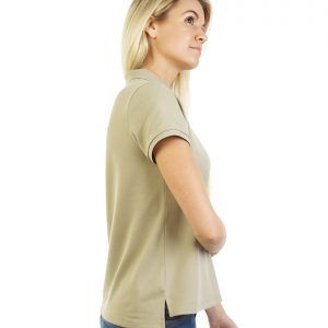 Women's beige long durability Modern Fit Polo Embroidery Side