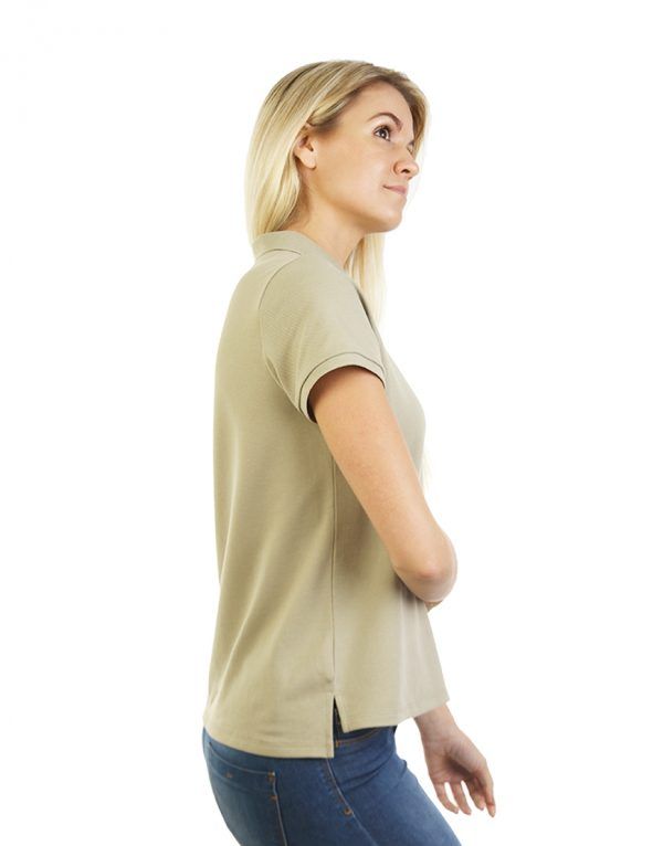 Women's beige long durability Modern Fit Polo Embroidery Side