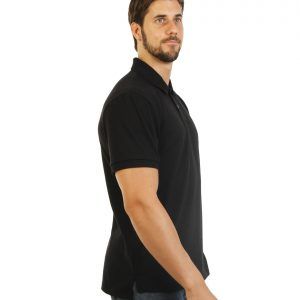 Men's black long durability Modern Fit Polo Print Side