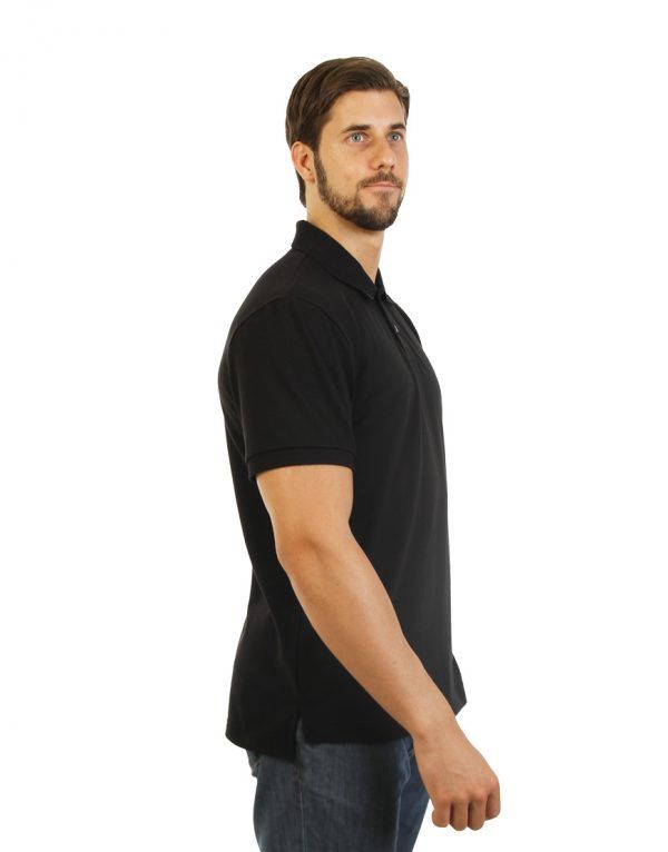 Men's black long durability Modern Fit Polo Print Side