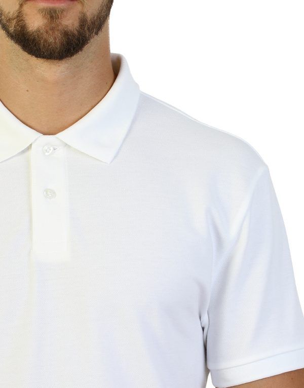 Men's long durability Modern Fit Polo Print White