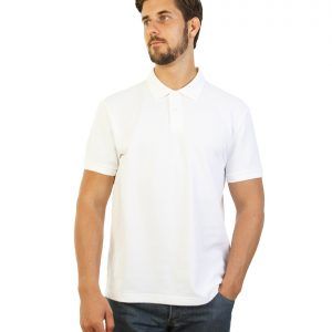 Men's long durability Modern Fit Polo Print White