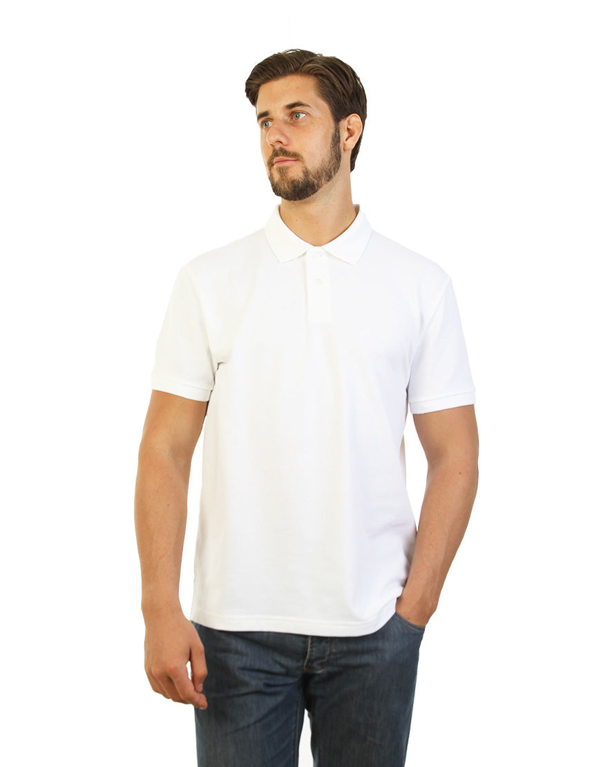 Men's long durability Modern Fit Polo Print White