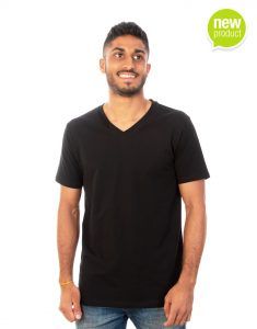 Men Black V-Neck T-shirt Front