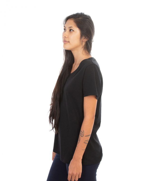 Ladies Black V-neck T-shirt