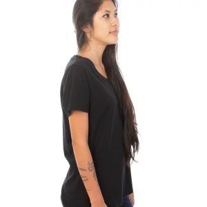 Women Black V-Neck T-shirt