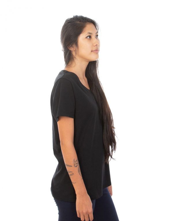 Women Black V-Neck T-shirt