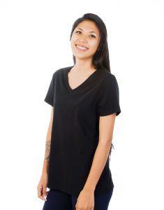 Women Black V-Neck T-shirt - Plain