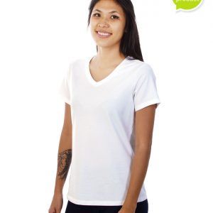 Women White V-neck T-shirt Mauritius