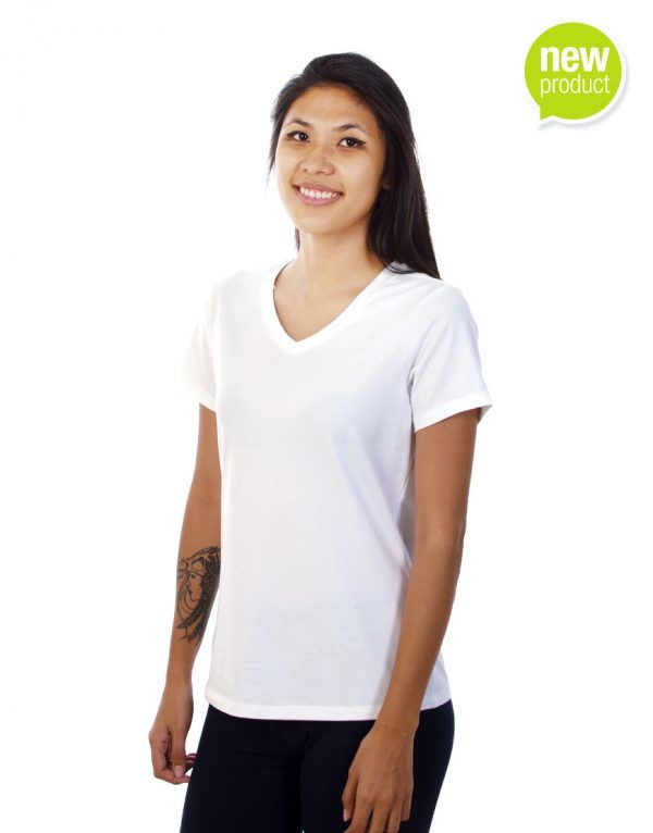 Women White V-neck T-shirt Mauritius