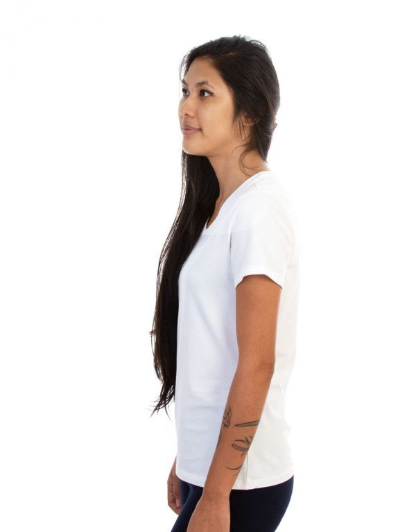 Ladies White Plain V-Neck T-Shirt