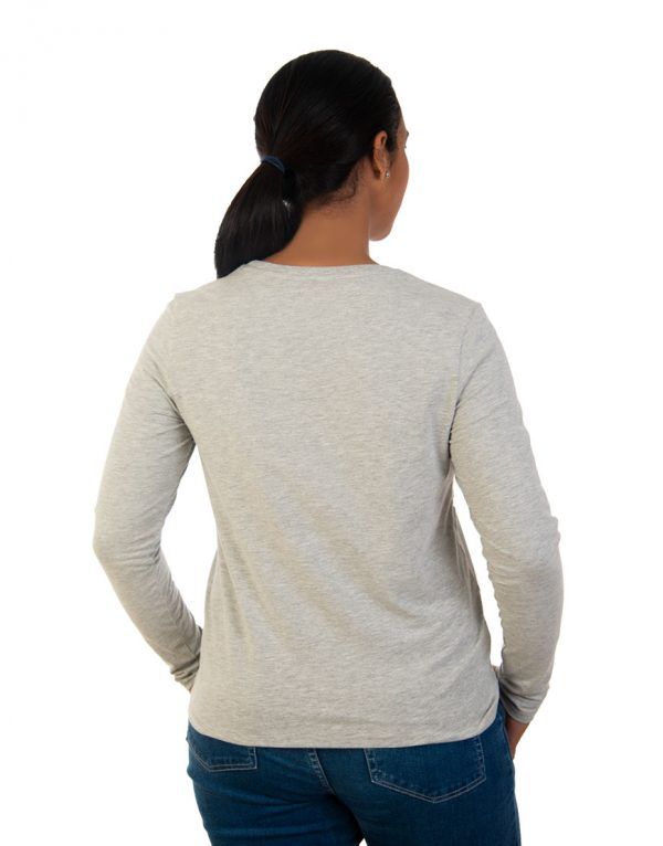 Women long grey sleeve t-shirt back