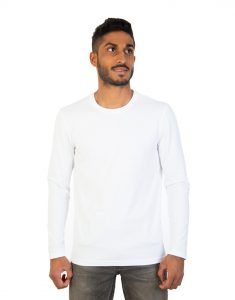 Men long white sleeve t-shirt front