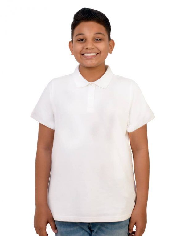 Boys custom white polo shirt