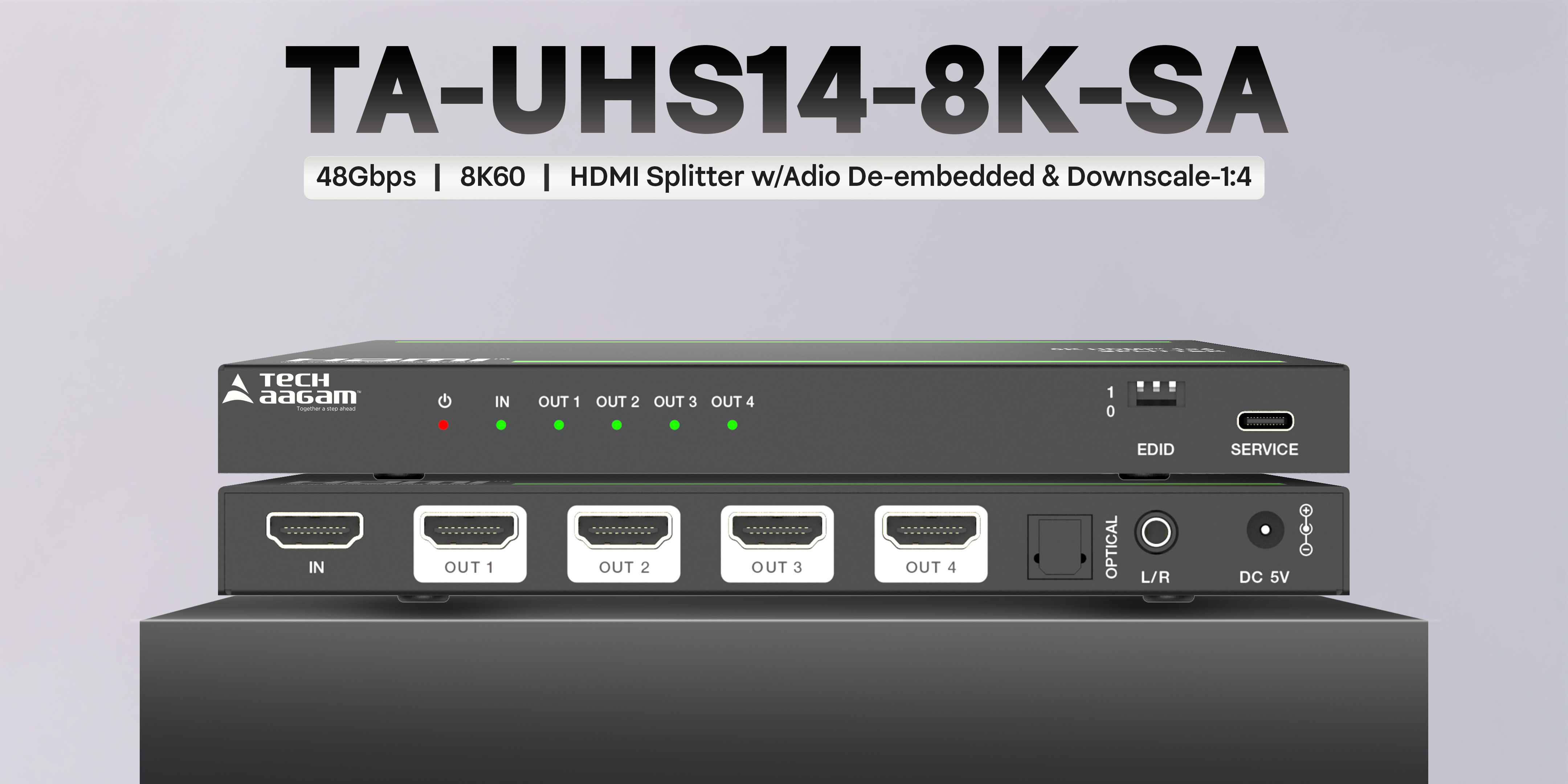 TA-UHS14-8K-SA 48Gbps 1x4 HDMI Splitter w/ Audio De-embedded