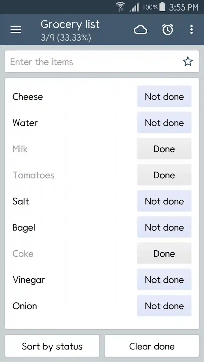 ClevNote home screen on Android