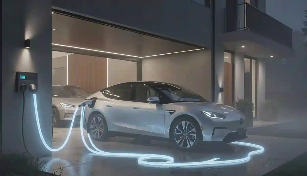 Electric vehicle charging at home at night using smart EV charging hacks to reduce electricity cost