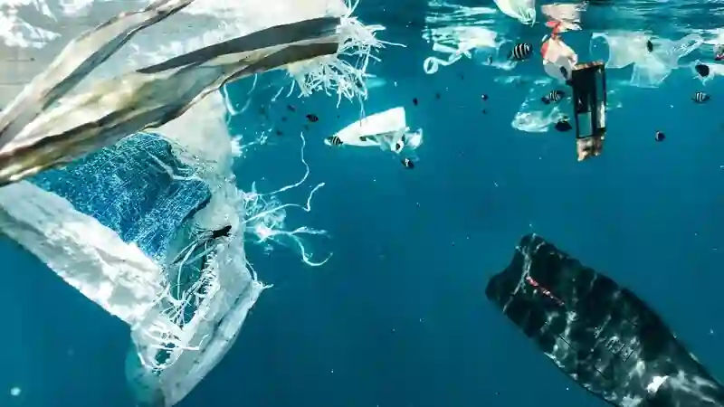 microplastic pollution water sample showing tiny plastic particles in water