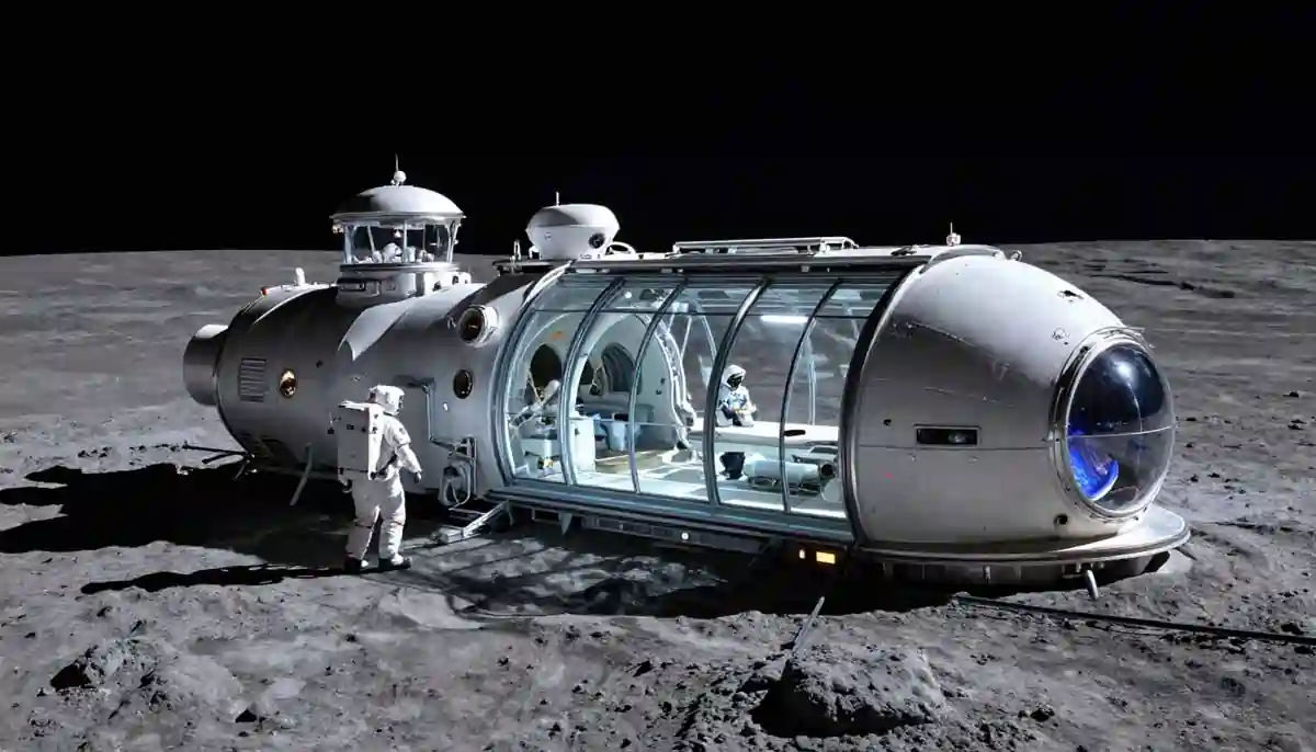 Infographic showing the three phases of NASA Moon Base Plan from return missions to permanent lunar habitats