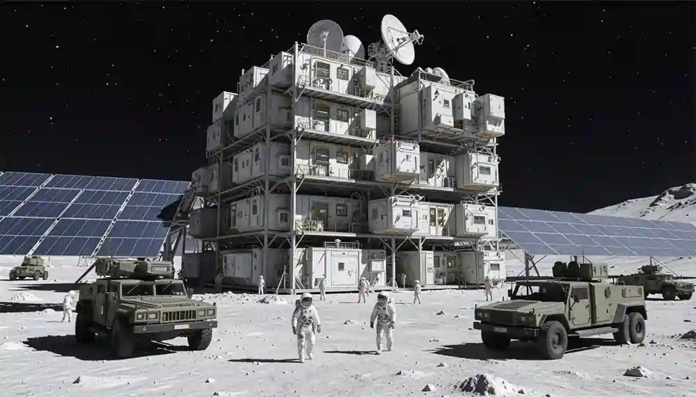 Infographic illustrating how NASA Moon Base prepares humans for future Mars missions
