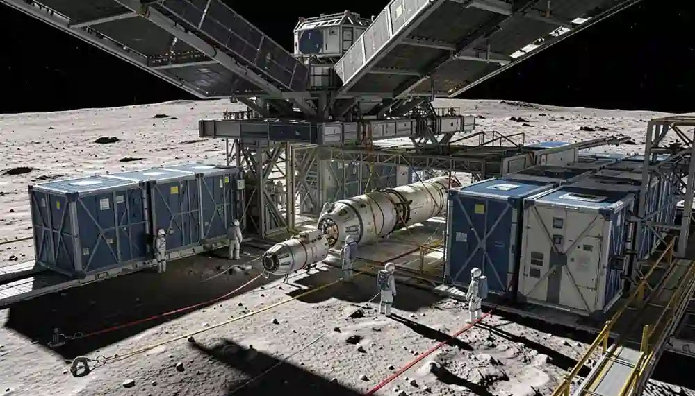 Moon’s south pole with water ice and potential resources for human missions