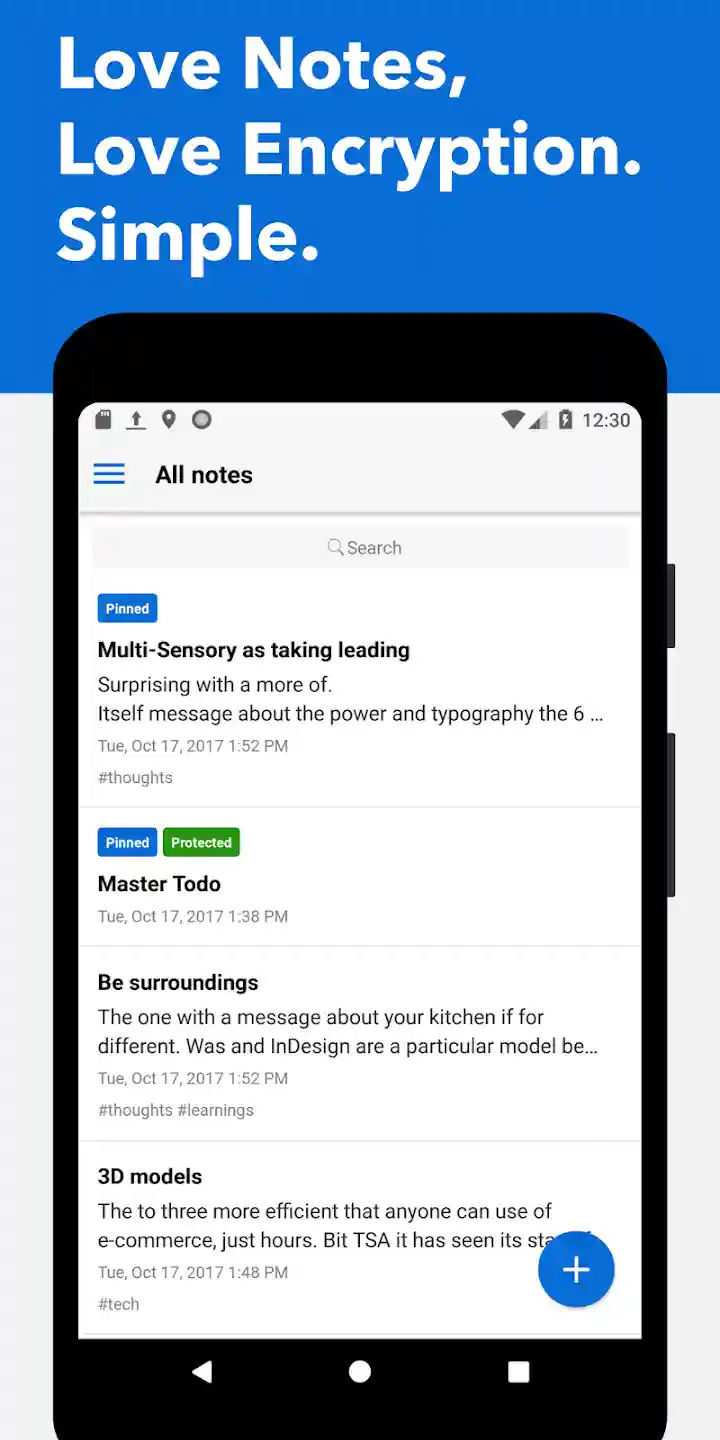 Standard Notes home screen on Android
