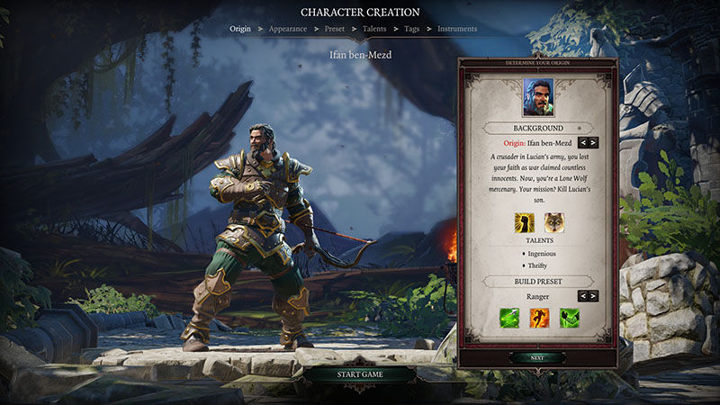 character creation menu of divinity original sin 2