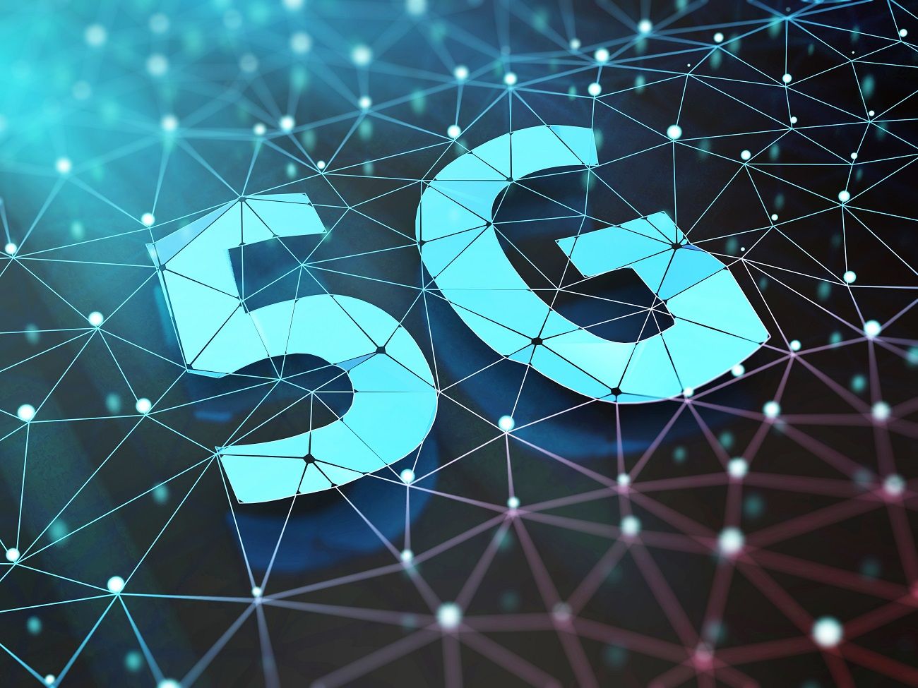 5G symbol on dark digital background. 3D illustration.