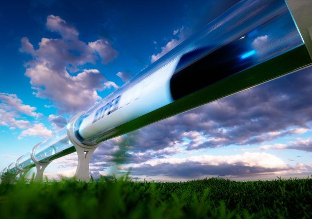 Concept of high-speed traveling in a tube. 3d rendering.