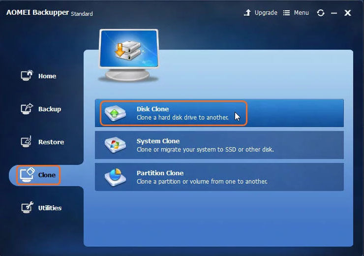 AOMEI Backupper clone hard drive