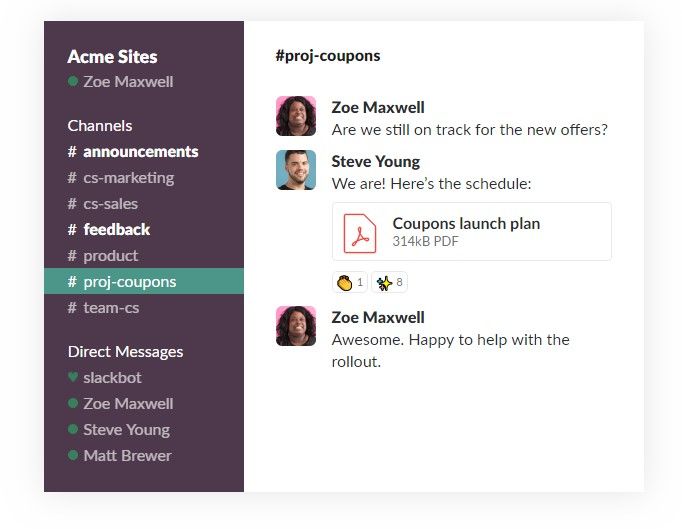 Slack app dashboard