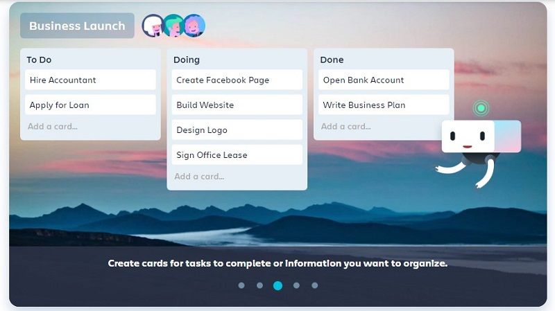 Trello app dashboard