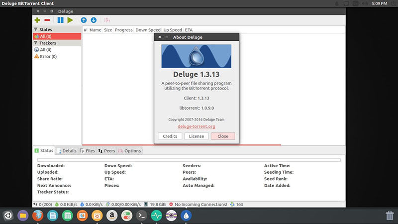 Deluge Linux torrent client