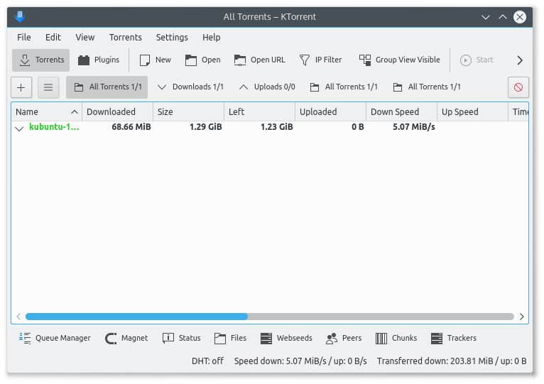 KTorrent Linux torrent client