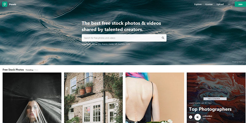 Pexels stock photos website