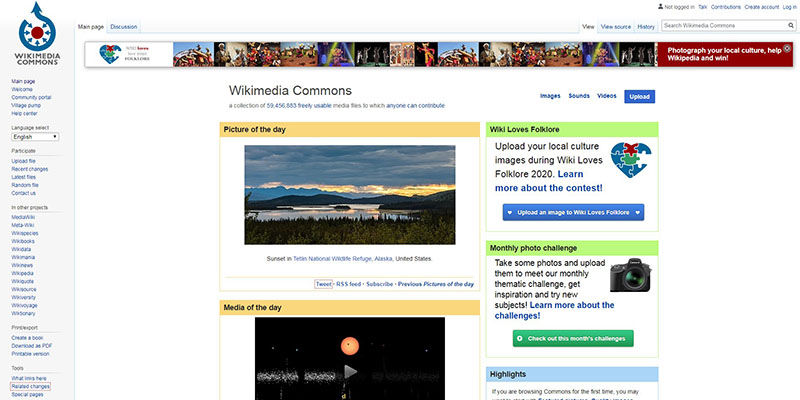 Wikimedia Commons stock photos website