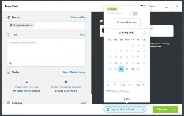 HootSuite tweet post scheduling